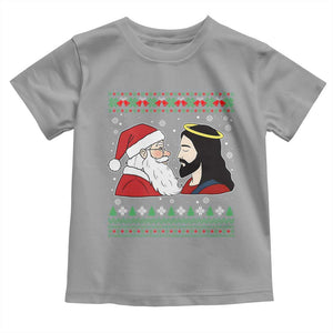 Funny Christmas Santa and Jesus Toddler T Shirt Most Wonderful Time Christian Holiday Gag Gift TS02 Sport Gray Print Your Wear