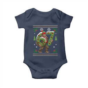 67 Meme Christmas Bigfoot Baby Onesie Funny Six Seven Wreath Sasquatch Holiday Gag Gift TS02 Navy Print Your Wear