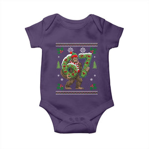 67 Meme Christmas Bigfoot Baby Onesie Funny Six Seven Wreath Sasquatch Holiday Gag Gift TS02 Purple Print Your Wear