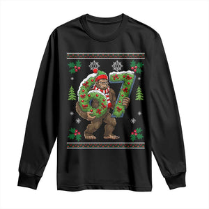 67 Meme Christmas Bigfoot Long Sleeve Shirt Funny Six Seven Wreath Sasquatch Holiday Gag Gift TS02 Black Print Your Wear