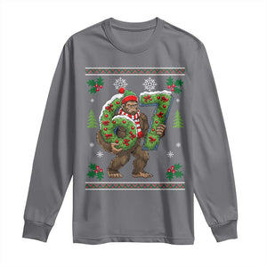 67 Meme Christmas Bigfoot Long Sleeve Shirt Funny Six Seven Wreath Sasquatch Holiday Gag Gift TS02 Charcoal Print Your Wear