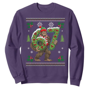 67 Meme Christmas Bigfoot Sweatshirt Funny Six Seven Wreath Sasquatch Holiday Gag Gift TS02 Purple Print Your Wear