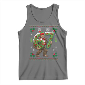 67 Meme Christmas Bigfoot Tank Top Funny Six Seven Wreath Sasquatch Holiday Gag Gift TS02 Black Heather Print Your Wear