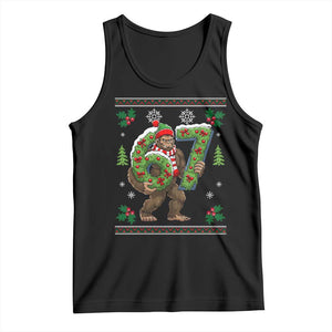 67 Meme Christmas Bigfoot Tank Top Funny Six Seven Wreath Sasquatch Holiday Gag Gift TS02 Black Print Your Wear