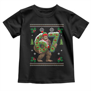 67 Meme Christmas Bigfoot Toddler T Shirt Funny Six Seven Wreath Sasquatch Holiday Gag Gift TS02 Black Print Your Wear