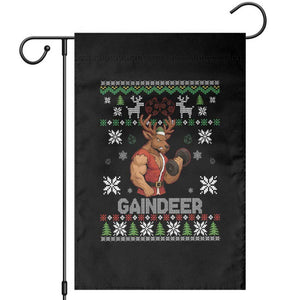 Funny Christmas Workout Gaindeer Garden Flag Muscular Reindeer Holiday Gym Humor Wordplay TS02 Black Print Your Wear