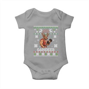 Funny Christmas Workout Gaindeer Baby Onesie Muscular Reindeer Holiday Gym Humor Wordplay TS02 Sport Gray Print Your Wear