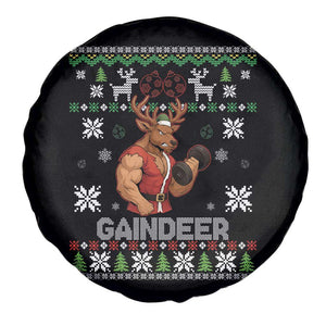 Funny Christmas Workout Gaindeer Spare Tire Cover Muscular Reindeer Holiday Gym Humor Wordplay TS02 Print Your Wear