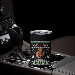 Funny Christmas Workout Gaindeer Tumbler Cup Muscular Reindeer Holiday Gym Humor Wordplay TS02 Print Your Wear