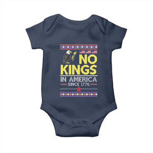 Funny Patriotic Christmas No Kings in America Baby Onesie Since 1776 Bald Eagle Ugly Sweater TS02 Navy Print Your Wear