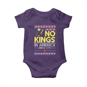 Funny Patriotic Christmas No Kings in America Baby Onesie Since 1776 Bald Eagle Ugly Sweater TS02 Purple Print Your Wear