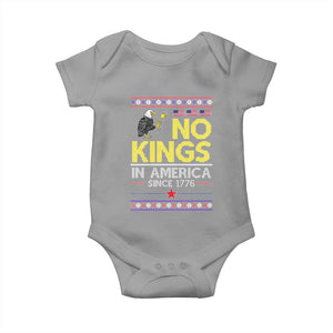 Funny Patriotic Christmas No Kings in America Baby Onesie Since 1776 Bald Eagle Ugly Sweater TS02 Sport Gray Print Your Wear