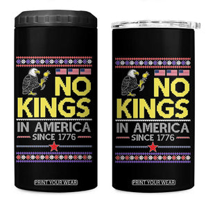 Funny Patriotic Christmas No Kings in America 4 in 1 Can Cooler Tumbler Since 1776 Bald Eagle Ugly Sweater TS02 One Size: 16 oz Black Print Your Wear