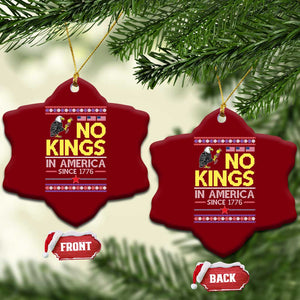 Funny Patriotic Christmas No Kings in America Ceramic Ornament Since 1776 Bald Eagle Ugly Sweater TS02 Print Your Wear