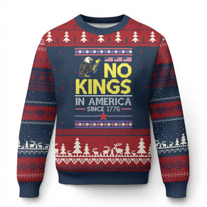 Funny Patriotic Christmas No Kings in America Ugly Christmas Sweater Since 1776 Bald Eagle Ugly Sweater TS02 Navy Red Print Your Wear