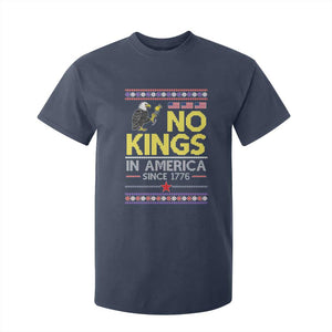 Funny Patriotic Christmas No Kings in America T Shirt For Kid Since 1776 Bald Eagle Ugly Sweater TS02 Navy Print Your Wear