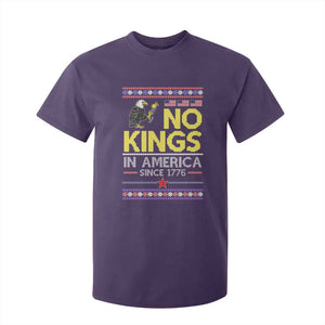 Funny Patriotic Christmas No Kings in America T Shirt For Kid Since 1776 Bald Eagle Ugly Sweater TS02 Purple Print Your Wear