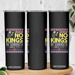 Funny Patriotic Christmas No Kings in America Skinny Tumbler Since 1776 Bald Eagle Ugly Sweater TS02 Print Your Wear