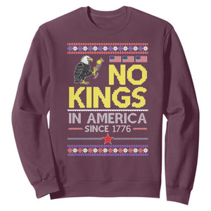 Funny Patriotic Christmas No Kings in America Sweatshirt Since 1776 Bald Eagle Ugly Sweater TS02 Maroon Print Your Wear