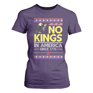Funny Patriotic Christmas No Kings in America T Shirt For Women Since 1776 Bald Eagle Ugly Sweater TS02 Purple Print Your Wear