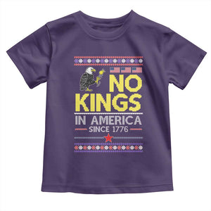 Funny Patriotic Christmas No Kings in America Toddler T Shirt Since 1776 Bald Eagle Ugly Sweater TS02 Purple Print Your Wear