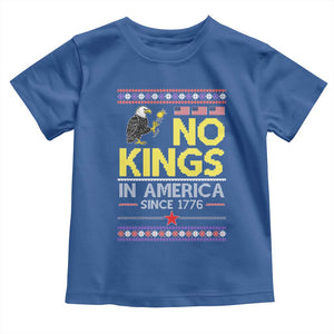 Funny Patriotic Christmas No Kings in America Toddler T Shirt Since 1776 Bald Eagle Ugly Sweater TS02 Royal Blue Print Your Wear