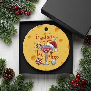 Funny Santa Favorite Hot Mess Ceramic Ornament Christmas Drinking Cocktail Lover TS02 1pc Yellow Cheese Print Your Wear