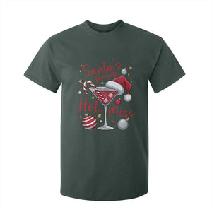 Funny Santa Favorite Hot Mess T Shirt For Kid Christmas Drinking Cocktail Lover TS02 Dark Forest Green Print Your Wear