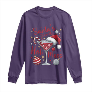 Funny Santa Favorite Hot Mess Long Sleeve Shirt Christmas Drinking Cocktail Lover TS02 Purple Print Your Wear