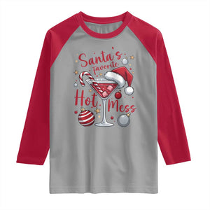 Funny Santa Favorite Hot Mess Raglan Shirt Christmas Drinking Cocktail Lover TS02 Sport Gray Red Print Your Wear