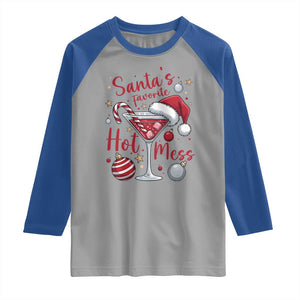 Funny Santa Favorite Hot Mess Raglan Shirt Christmas Drinking Cocktail Lover TS02 Sport Gray Royal Print Your Wear