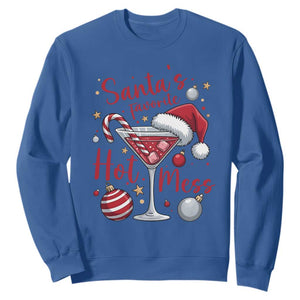 Funny Santa Favorite Hot Mess Sweatshirt Christmas Drinking Cocktail Lover TS02 Royal Blue Print Your Wear