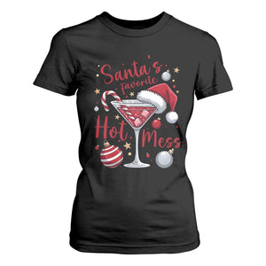 Funny Santa Favorite Hot Mess T Shirt For Women Christmas Drinking Cocktail Lover TS02 Black Print Your Wear