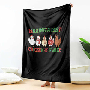 Funny Chicken Christmas Pun Throw Blanket Making a List Chicken It Twice Cute Holiday Farm Animal TS02 Print Your Wear