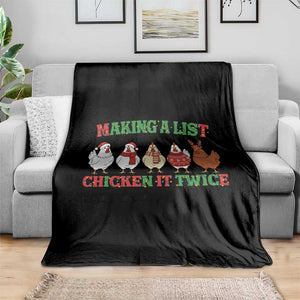 Funny Chicken Christmas Pun Throw Blanket Making a List Chicken It Twice Cute Holiday Farm Animal TS02 Print Your Wear