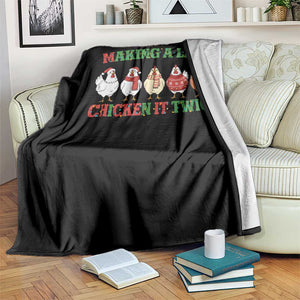 Funny Chicken Christmas Pun Throw Blanket Making a List Chicken It Twice Cute Holiday Farm Animal TS02 Print Your Wear