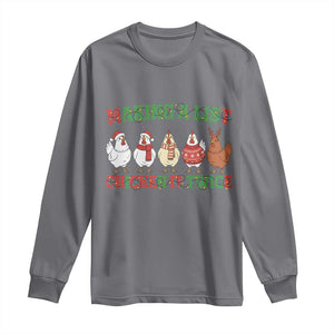 Funny Chicken Christmas Pun Long Sleeve Shirt Making a List Chicken It Twice Cute Holiday Farm Animal TS02 Charcoal Print Your Wear