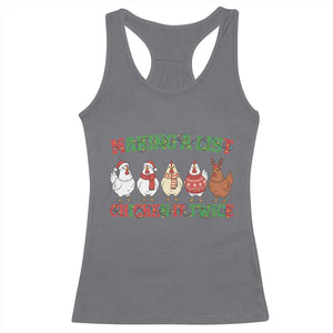 Funny Chicken Christmas Pun Racerback Tank Top Making a List Chicken It Twice Cute Holiday Farm Animal TS02 Charcoal Print Your Wear