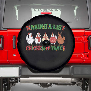Funny Chicken Christmas Pun Spare Tire Cover Making a List Chicken It Twice Cute Holiday Farm Animal TS02 Black Print Your Wear