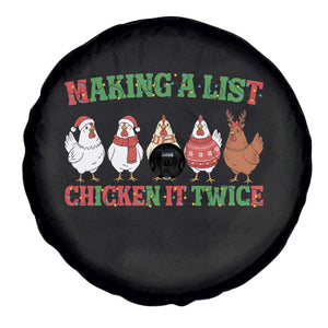 Funny Chicken Christmas Pun Spare Tire Cover Making a List Chicken It Twice Cute Holiday Farm Animal TS02 Print Your Wear