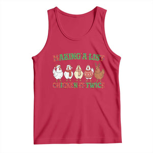 Funny Chicken Christmas Pun Tank Top Making a List Chicken It Twice Cute Holiday Farm Animal TS02 Red Print Your Wear