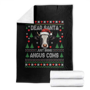 Dear Santa Angus Cow Christmas Throw Blanket Funny Farm Cow Lover Holiday Farm Ugly Sweater TS02 Black Print Your Wear