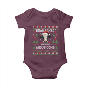Dear Santa Angus Cow Christmas Baby Onesie Funny Farm Cow Lover Holiday Farm Ugly Sweater TS02 Maroon Print Your Wear