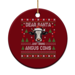 Dear Santa Angus Cow Christmas Ceramic Ornament Funny Farm Cow Lover Holiday Farm Ugly Sweater TS02 1pc Red Print Your Wear