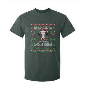 Dear Santa Angus Cow Christmas T Shirt For Kid Funny Farm Cow Lover Holiday Farm Ugly Sweater TS02 Dark Forest Green Print Your Wear