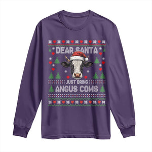 Dear Santa Angus Cow Christmas Long Sleeve Shirt Funny Farm Cow Lover Holiday Farm Ugly Sweater TS02 Purple Print Your Wear