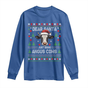 Dear Santa Angus Cow Christmas Long Sleeve Shirt Funny Farm Cow Lover Holiday Farm Ugly Sweater TS02 Royal Blue Print Your Wear