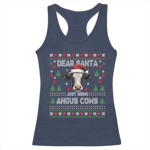 Dear Santa Angus Cow Christmas Racerback Tank Top Funny Farm Cow Lover Holiday Farm Ugly Sweater TS02 Navy Print Your Wear