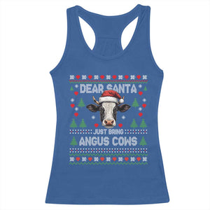 Dear Santa Angus Cow Christmas Racerback Tank Top Funny Farm Cow Lover Holiday Farm Ugly Sweater TS02 Royal Blue Print Your Wear