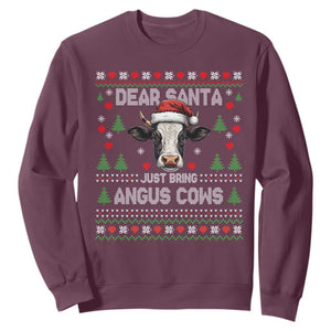 Dear Santa Angus Cow Christmas Sweatshirt Funny Farm Cow Lover Holiday Farm Ugly Sweater TS02 Maroon Print Your Wear